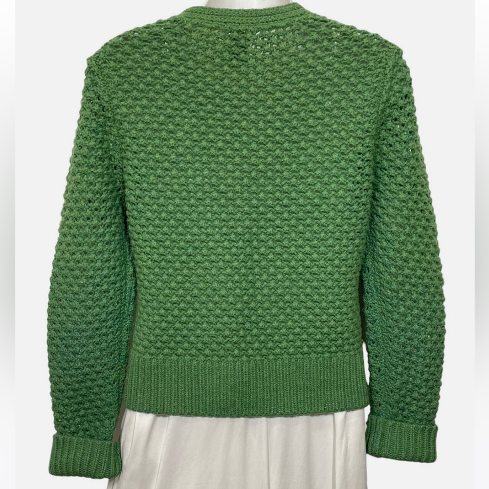 LL Bean Button Cardigan Sweater Size Small Green Angora Wool Popcorn Bobble Knit - Picture 2 of 3